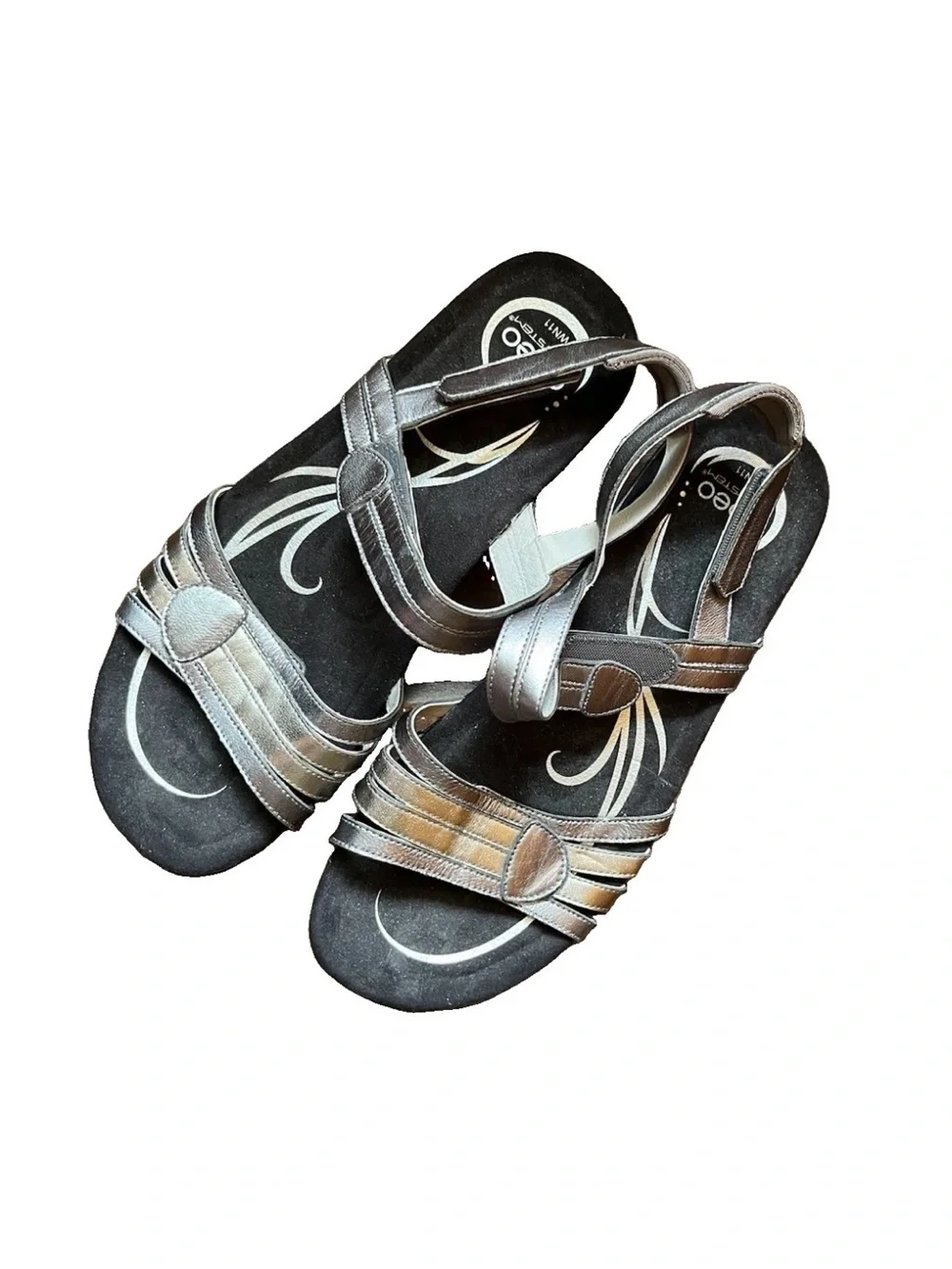 Abeo Brynn Leather Bio System Comfort Sandals Metallic Women's Size 11 N Narrow